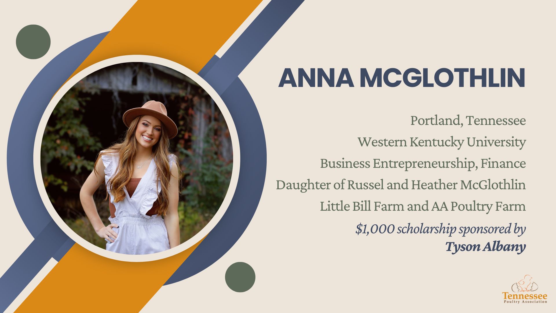 Anna McGlothlin 2025 Scholarship Recipient
